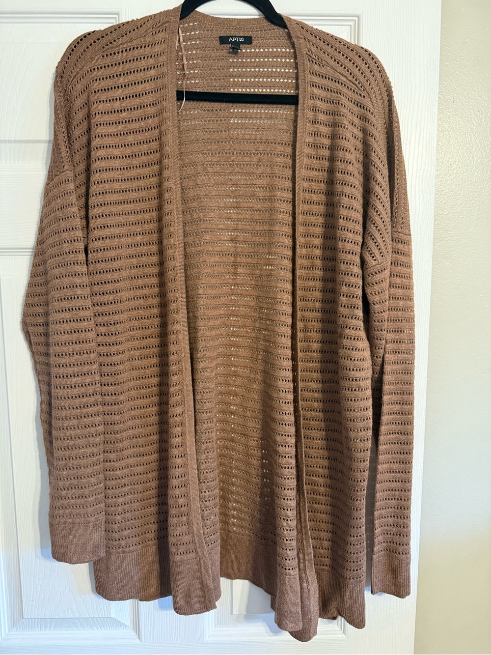 Apt. 9 Open-Front Eyelet Knit Cardigan - Camel Brown